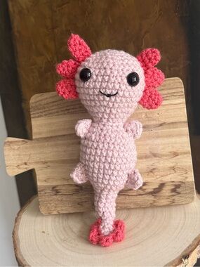 Handmade Pink Axolotl Crochet Plush Toy - Cute Pink Pet Plush